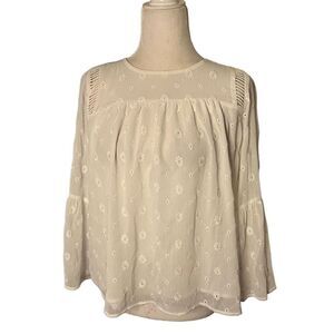 Loft eyelet lace NWT xsp white long sleeve blouse